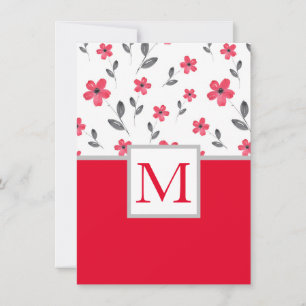 Tarjeta Pequeña Patrón de flor de acuarela de cinco pétalos rojos