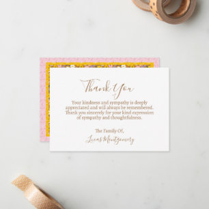 Tarjeta Pequeña Patrón de flores retro Funeral Gracias, Solidarida