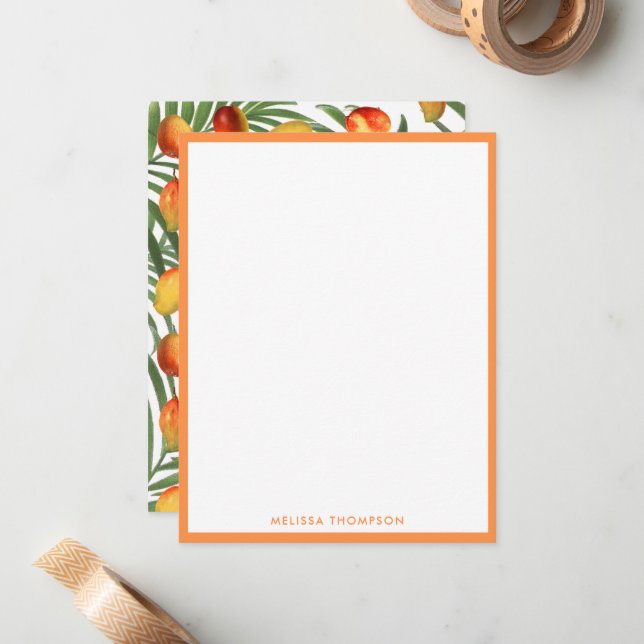 Tarjeta Pequeña Patrón de frutas de verano de mango y vegetación v (Anverso/Reverso In Situ)