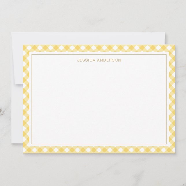 Tarjeta Pequeña Patrón de Gingham amarillo moda (Anverso)