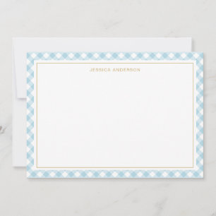 Tarjeta Pequeña Patrón de Gingham azul claro de la moda