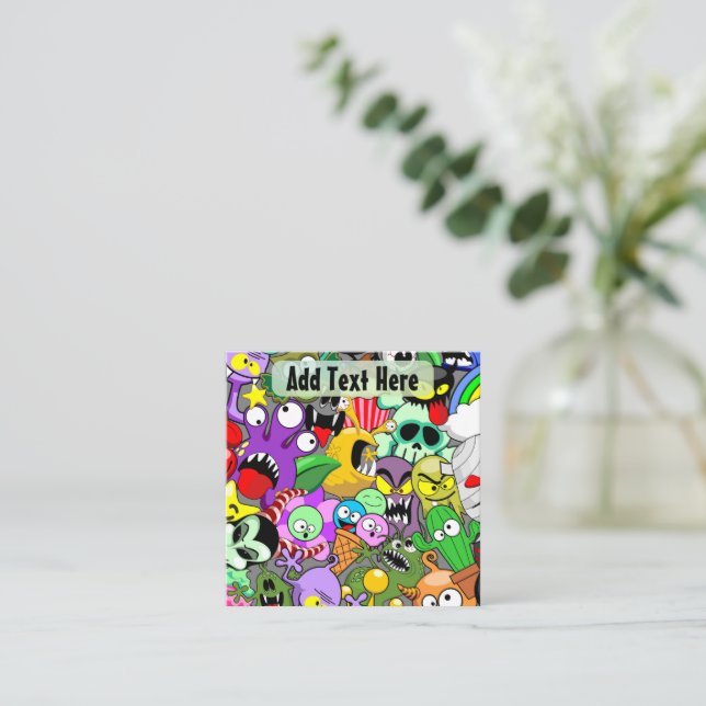 Tarjeta Pequeña Patrón de Halloween de personajes adorables (Anverso de pie)