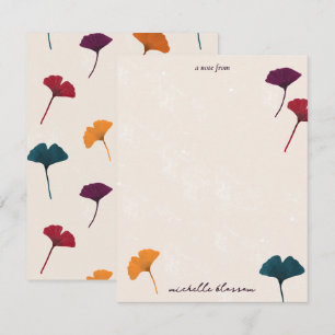 Tarjeta Pequeña Patrón de hojas de Ginkgo Color de agua Caída Colo