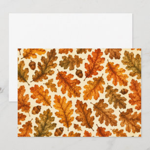 Tarjeta Pequeña Patrón de hojas de roble de otoño Estética de la
