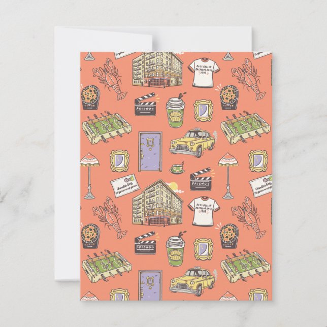 Tarjeta Pequeña Patrón de iconos coloridos de FRIENDS™ (Anverso)