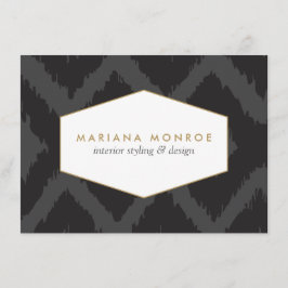 Tarjeta Pequeña Patrón de ikat en notecard plano, diseñador gris o