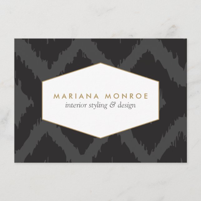 Tarjeta Pequeña Patrón de ikat en notecard plano, diseñador gris o (Anverso)