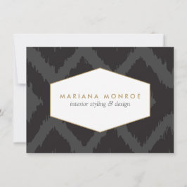 Tarjeta Pequeña Patrón de ikat en notecard plano, diseñador gris o