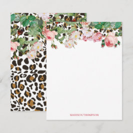 Tarjeta Pequeña Patrón de impresión de animales leopardo Floral vi