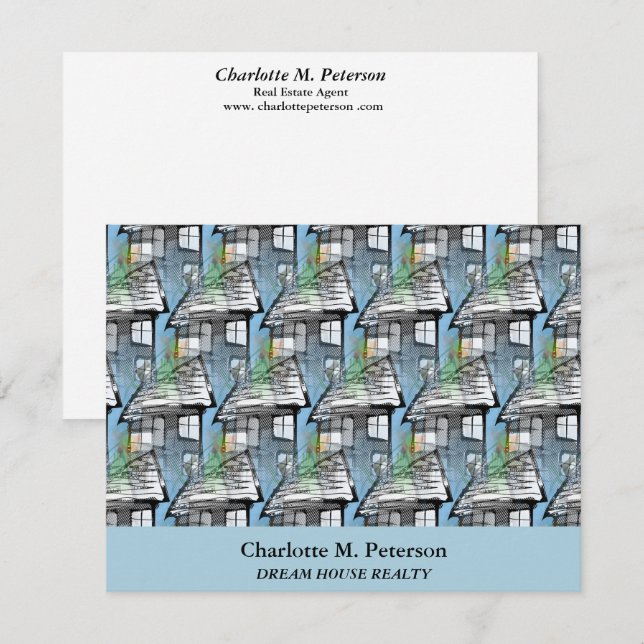 Tarjeta Pequeña Patrón de la Casa Azul del agente inmobiliario (Anverso / Reverso)