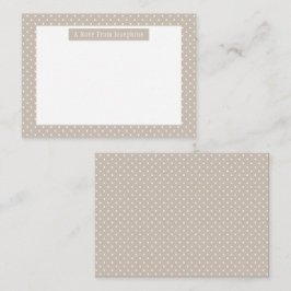 Tarjeta Pequeña Patrón de lunares blancos sobre beige con texto pe