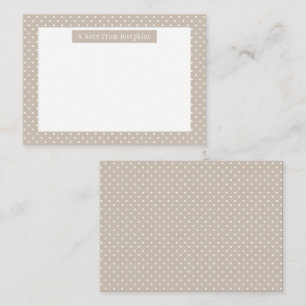 Tarjeta Pequeña Patrón de lunares blancos sobre beige con texto pe