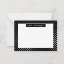 Tarjeta Pequeña Patrón de lunares blancos sobre negro con texto pe