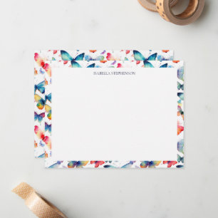 Tarjeta Pequeña Patrón de mariposa en acuarela colorida