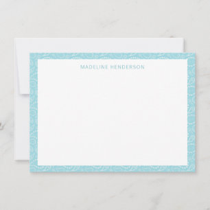 Tarjeta Pequeña Patrón de paisley marina Glaciar Monograma azul