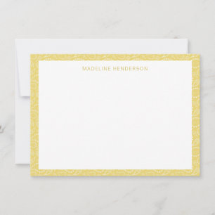 Tarjeta Pequeña Patrón de paisley marina Monograma amarillo