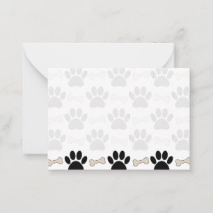 Tarjeta Pequeña Patrón de patas y huesos en blanco