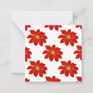 Tarjeta Pequeña Patrón de poinsettia de oro rojo