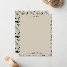 Tarjeta Pequeña Patrón de tatuaje dibujado a mano en negro y beige