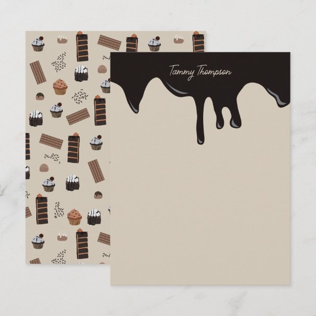 Tarjeta Pequeña Patrón de tema de chocolate personalizado  (Anverso / Reverso)