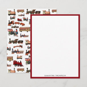 Tarjeta Pequeña Patrón de trenes de Juguetes Vintage colorido