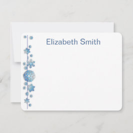 Tarjeta Pequeña Patrón de vacaciones azul copo de nieve invierno c