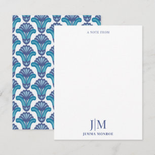 Tarjeta Pequeña Patrón étnico moderno Monograma Ikat Floral