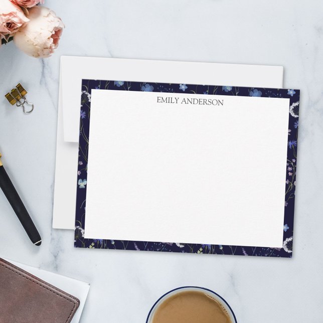 Tarjeta Pequeña Patrón floral de flor salvaje de Bonito púrpura az (In situ)