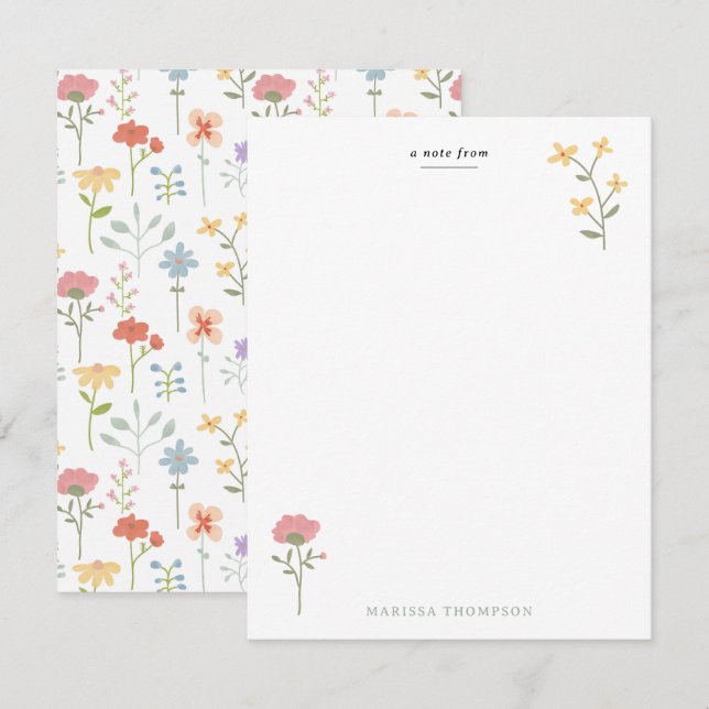 Tarjeta Pequeña Patrón floral de flores silvestres acuáticas (Anverso / Reverso)