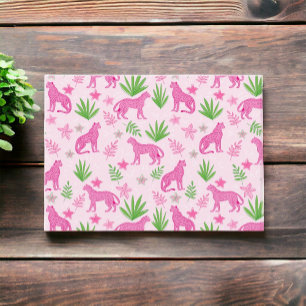 Tarjeta Pequeña Patrón floral de guepardos rosa elegante