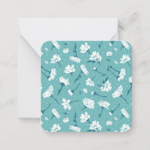 Tarjeta Pequeña Patrón floral elegante - Botánico Verde azulado y 