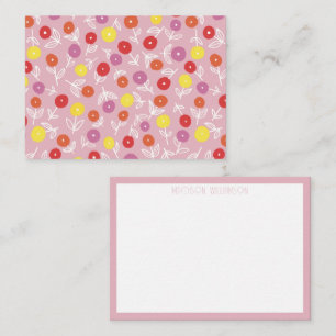 Tarjeta Pequeña Patrón floral moderno rosa de Boho personalizado