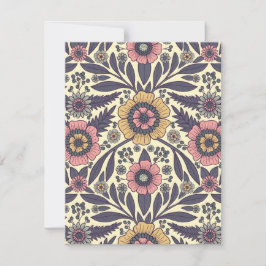 Tarjeta Pequeña Patrón floral rosa y azul sin problemas