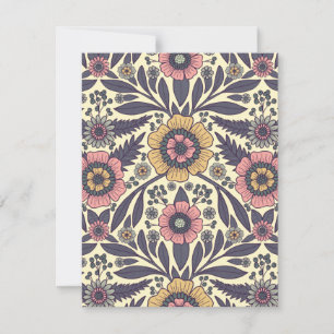 Tarjeta Pequeña Patrón floral rosa y azul sin problemas
