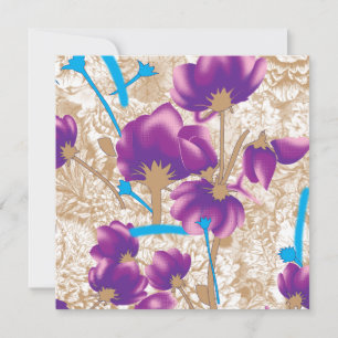 Tarjeta Pequeña Patrón floral vibrante con color púrpura y azul de