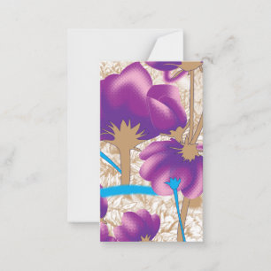 Tarjeta Pequeña Patrón floral vibrante con color púrpura y azul de