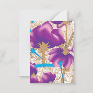 Tarjeta Pequeña Patrón floral vibrante con color púrpura y azul de
