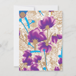 Tarjeta Pequeña Patrón floral vibrante con color púrpura y azul de