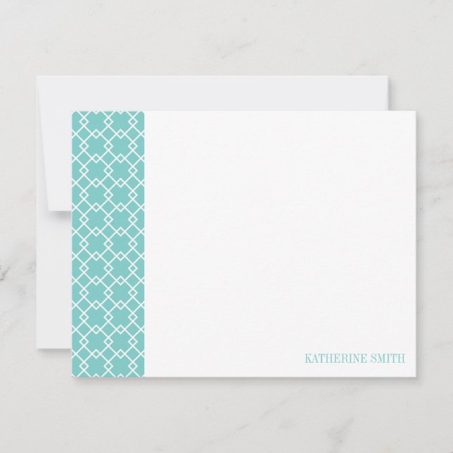 Tarjeta Pequeña Patrón geométrico cuadrado de entramado {Mint} (Anverso)