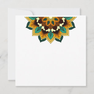 Tarjeta Pequeña Patrón Mandala 02 en amarillo y marrón