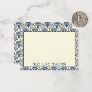 Tarjeta Pequeña Patrón marino azul marino y crema