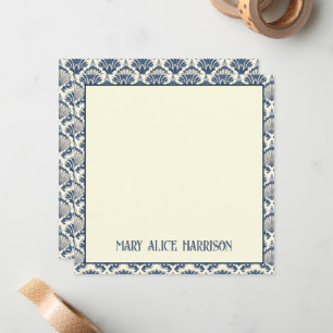 Tarjeta Pequeña Patrón marino azul marino y crema