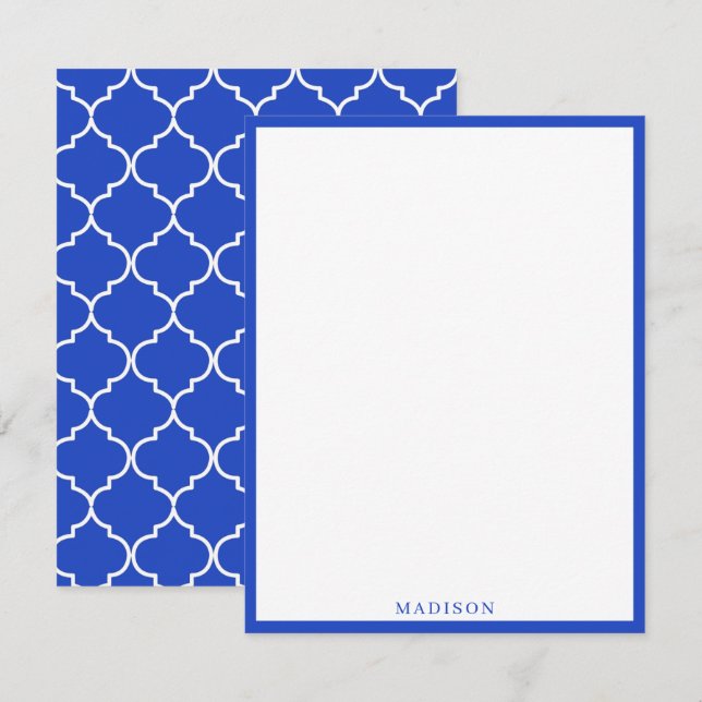 Tarjeta Pequeña Patrón marroquí azul y blanco mediterráneo (Anverso / Reverso)
