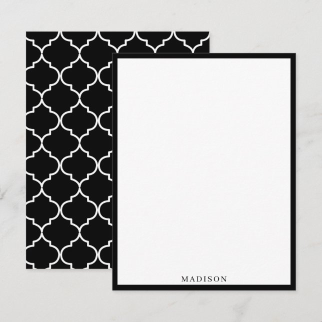 Tarjeta Pequeña Patrón marroquí mediterráneo blanco y negro (Anverso / Reverso)