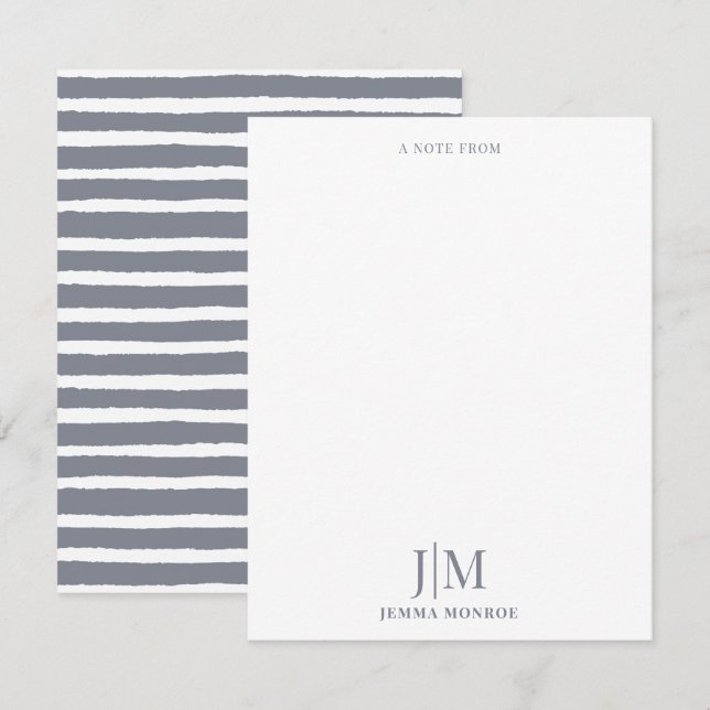 Tarjeta Pequeña Patrón moderno de banda gris de carbón de monogram (Anverso / Reverso)