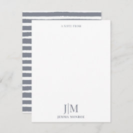 Tarjeta Pequeña Patrón moderno de banda gris de carbón de monogram