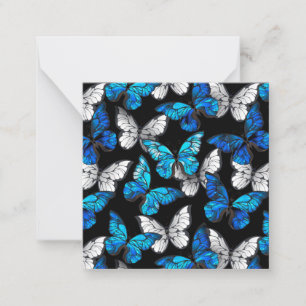 Tarjeta Pequeña Patrón oscuro sin foco con mariposas azules morfo