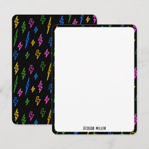 Tarjeta Pequeña Patrón Retro Neon Lightning de los años 80 colorid