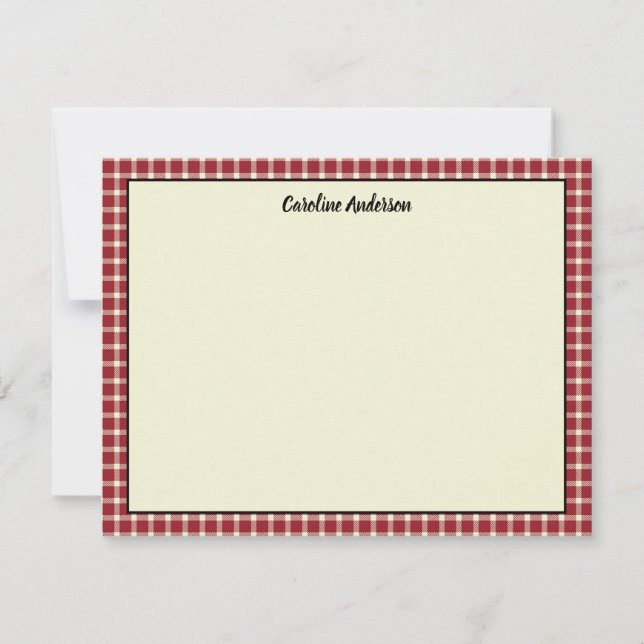 Tarjeta Pequeña Patrón rojo clásico con su nombre (Anverso)