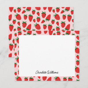 Tarjeta Pequeña Patrón rosa de fresa suave personalizado